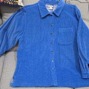 L.L. Bean Blue Corduroy Shirt with Plaid Lining